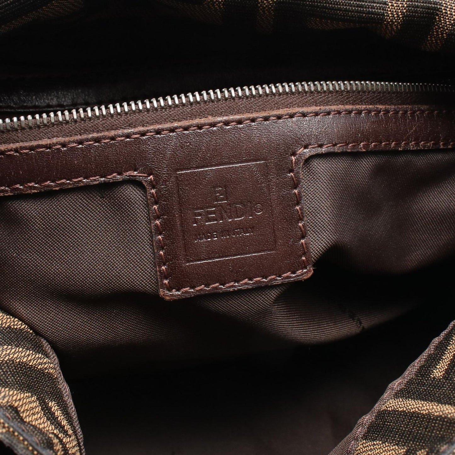 Fendi Mamma Baguette Zucca Shoulder Bag - Black/Khaki Canvas & Leather