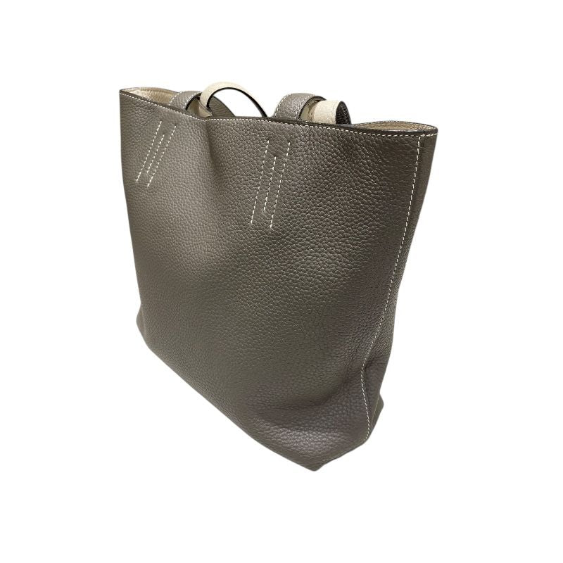 HERMES Double Sens 28 Tote Bag in Etain Beton Togo Leather