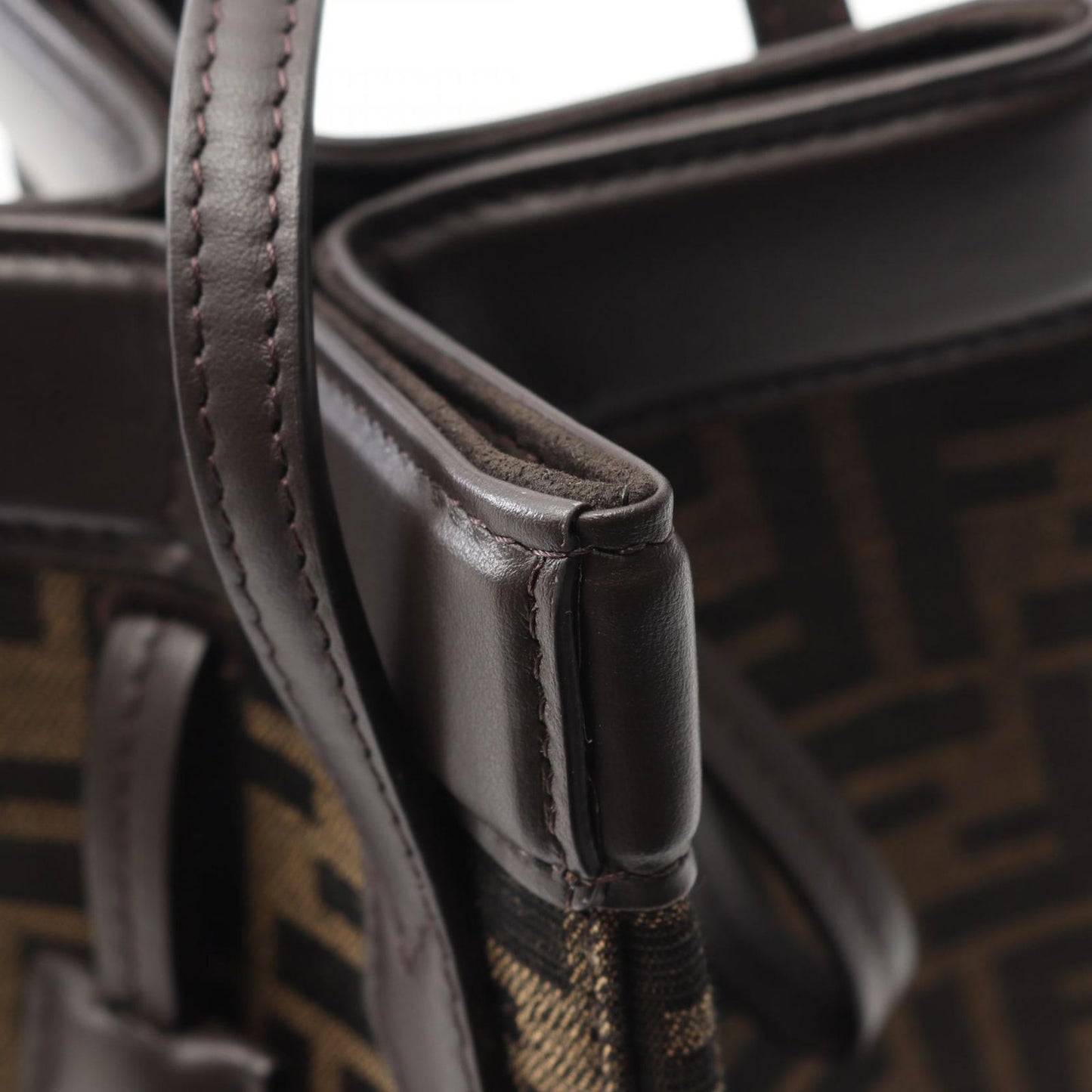 FENDI Origami Mini Shoulder Bag in Black/Khaki Canvas & Leather