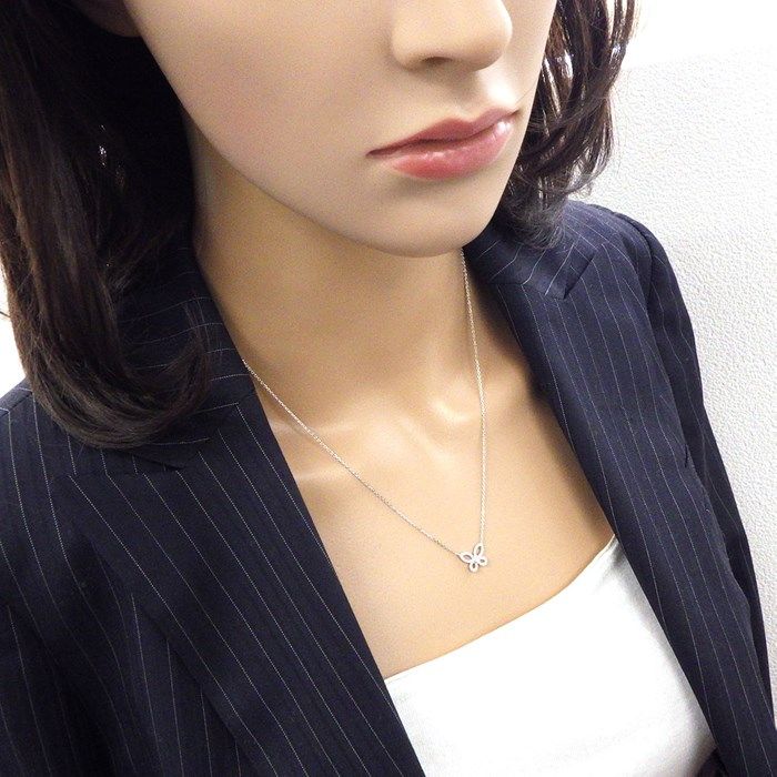 Graff Mini Butterfly Silhouette Necklace in K18 White Gold with Diamonds