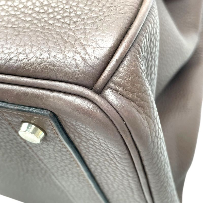 HERMES Ostra Crois 40 Handbag in Chocolate Togo Leather