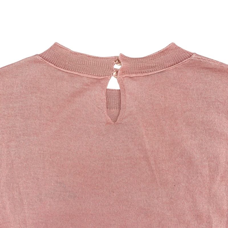 miu miu Love Embroidered Knit Top in Pink - Size 36