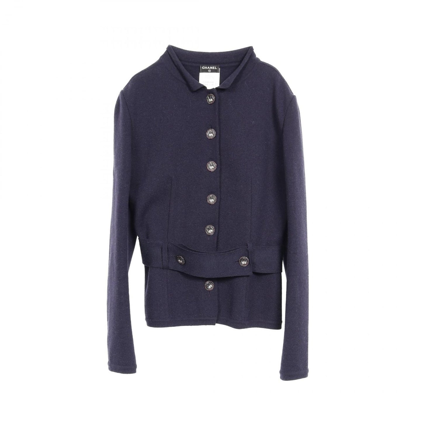 CHANEL Navy Wool Cardigan - Exquisite Craftsmanship