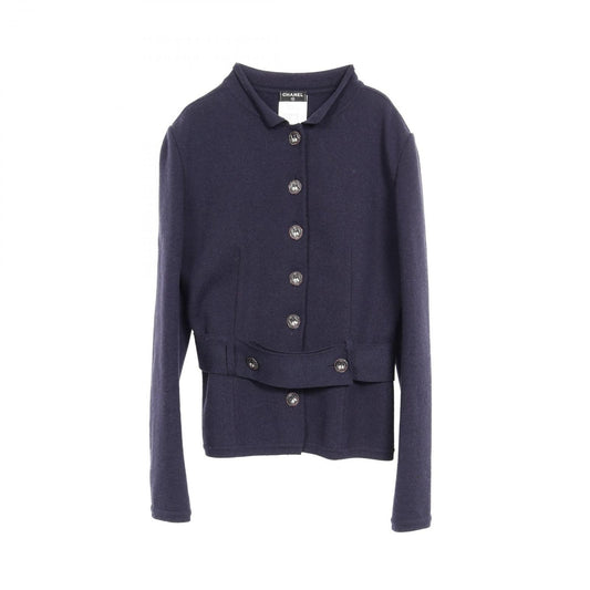 CHANEL Navy Wool Cardigan - Exquisite Craftsmanship