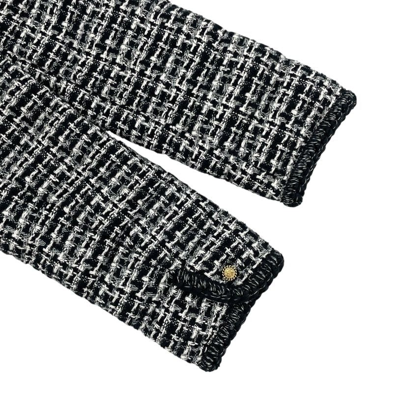 Moncler ELIADI Black Wool No-Collar Tweed Down Jacket for Women