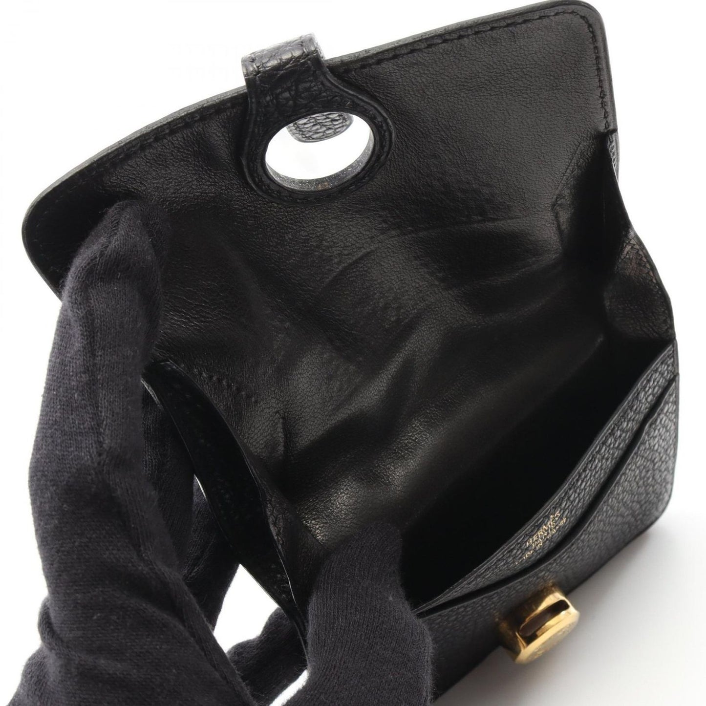 HERMES Dogon Card Case in Black Togo Leather - Timeless Elegance