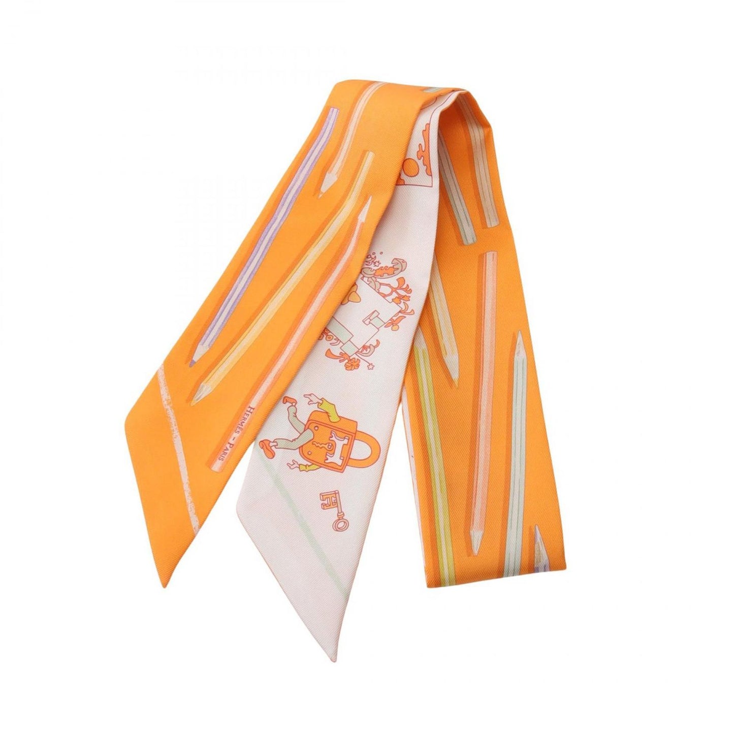 HERMES A Vos Crayons Carre Libre Twilly Scarf - Exquisite Silk