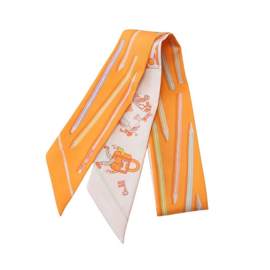 HERMES A Vos Crayons Carre Libre Twilly Scarf - Exquisite Silk