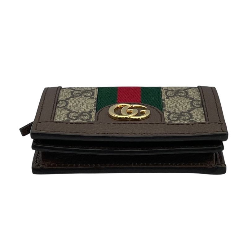 GUCCI GG Supreme Card Case Wallet - Brown Leather Elegance