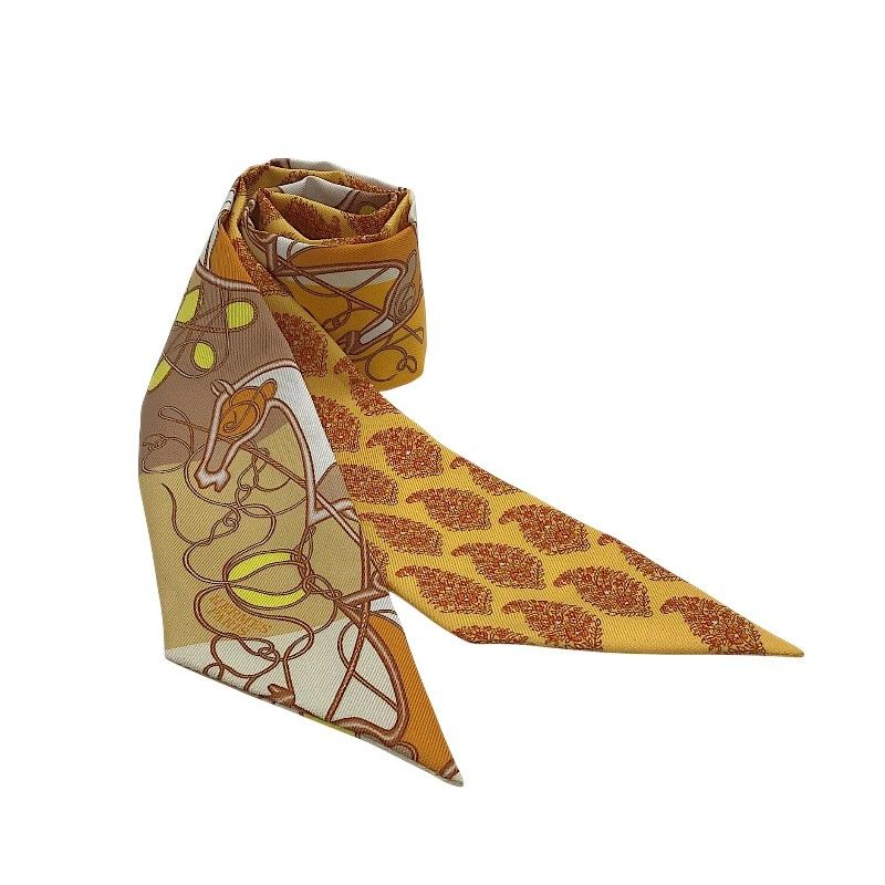 HERMES Twilly Coup de Fouet au Bloc Multicolor Silk Scarf