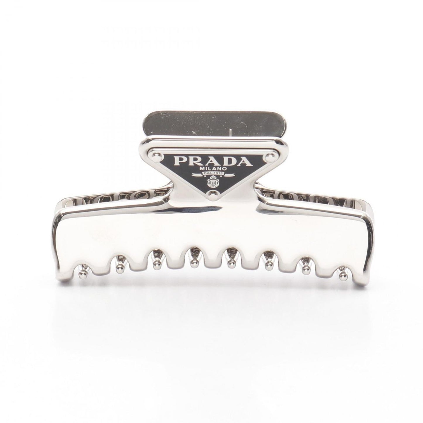 PRADA Triangle Logo Hair Clip - Silver Stainless Steel