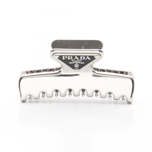 PRADA Triangle Logo Hair Clip - Silver Stainless Steel