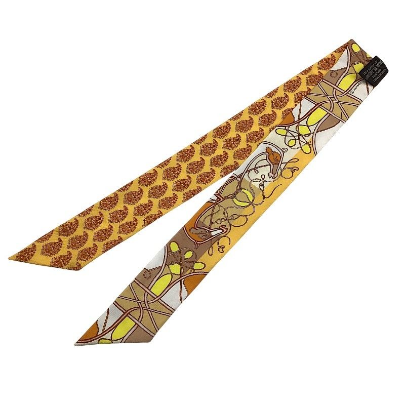 HERMES Twilly Coup de Fouet au Bloc Multicolor Silk Scarf