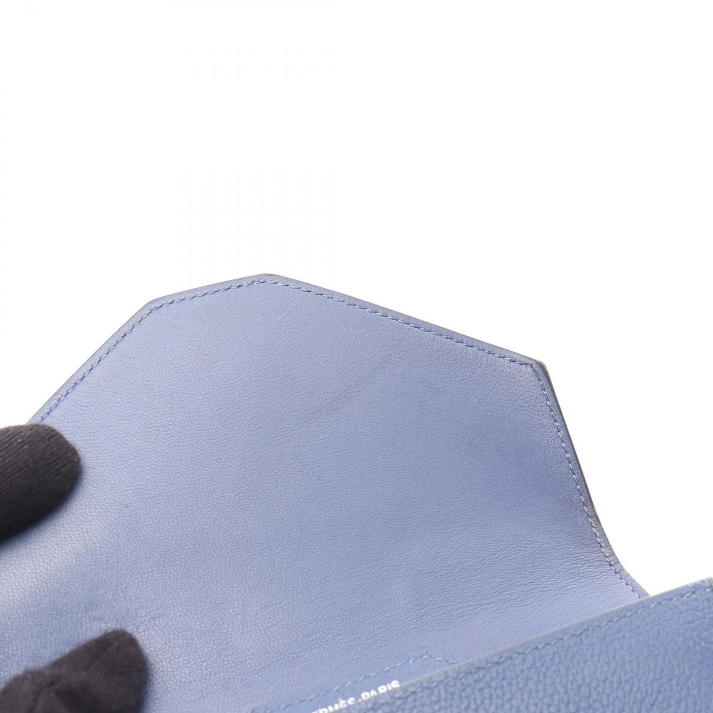 HERMES Passant Compact Wallet in Blue Evercalf Leather