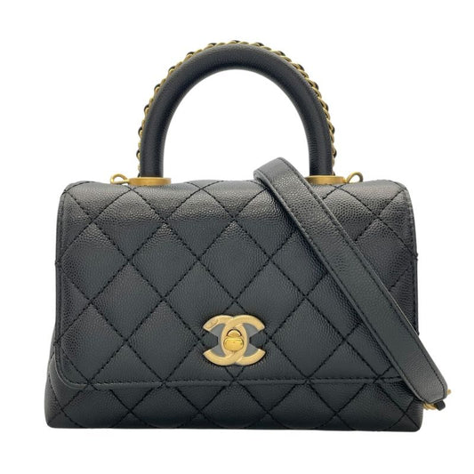 CHANEL Coco Handle XXS Black Caviar Leather Shoulder Bag