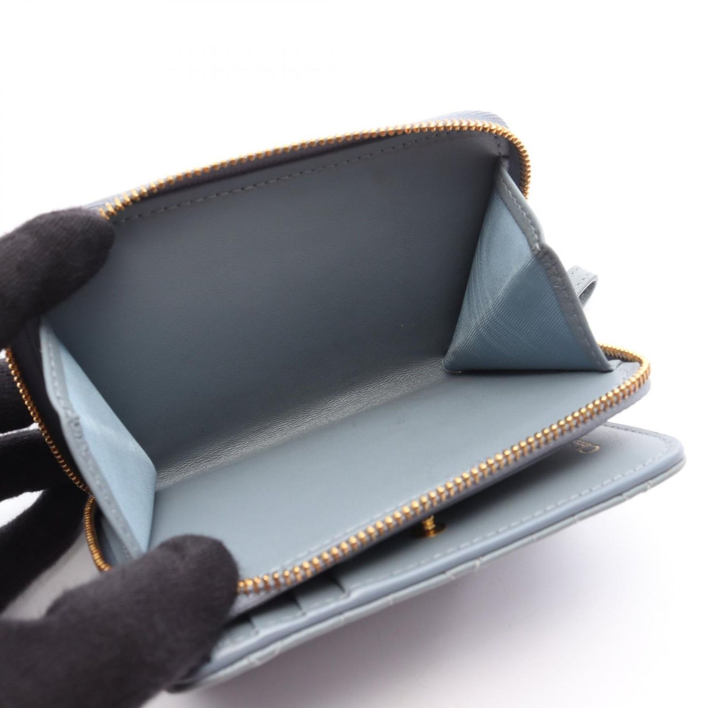 Dior Caro Scarlet Wallet - Exquisite Blue Grey Leather