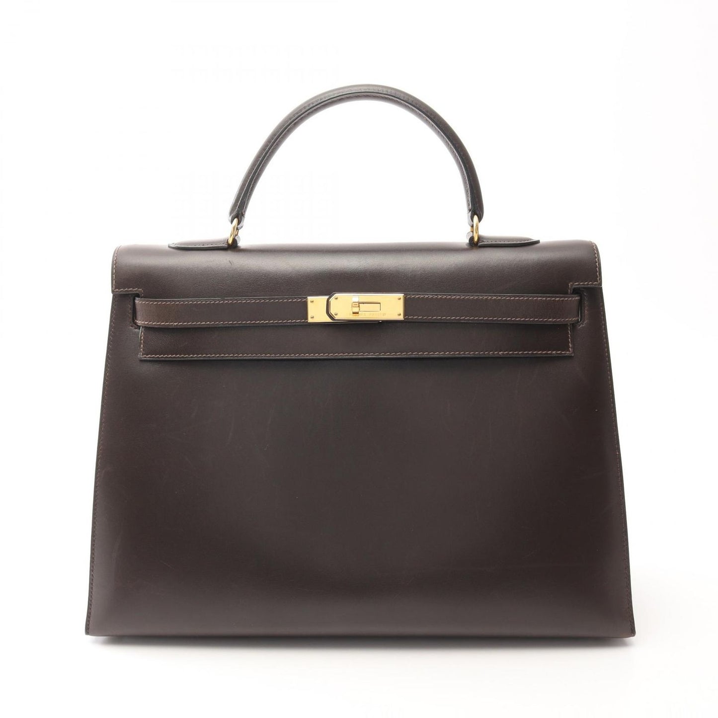 HERMES Kelly 35 Handbag in Ebeve Calfskin - Timeless Elegance