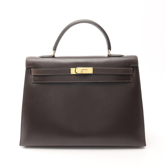 HERMES Kelly 35 Handbag in Ebeve Calfskin - Timeless Elegance