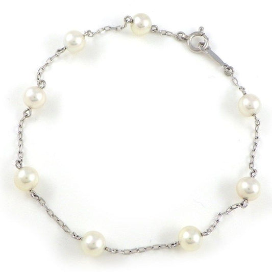 MIKIMOTO 8-Point Pearl Station Bracelet in K18 White Gold