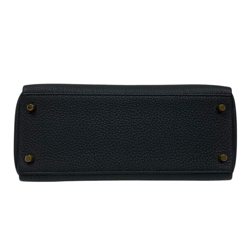 HERMES Kelly 28 Black Togo Handbag with Gold Hardware