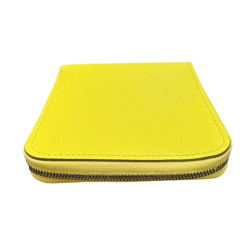 HERMES Zipango Card Case in Lime with Silver Hardware - Unisex