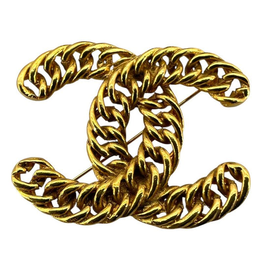 CHANEL Large Coco Chain Brooch in Gold - Timeless Elegance