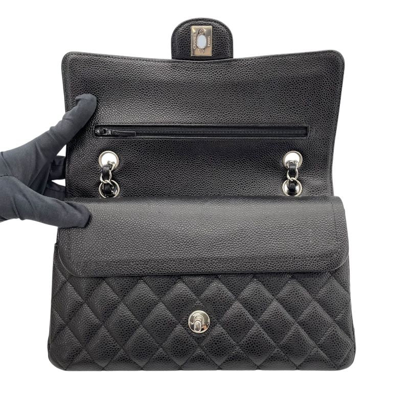 CHANEL Matelassé 25 A01112 Black Caviar Leather Shoulder Bag