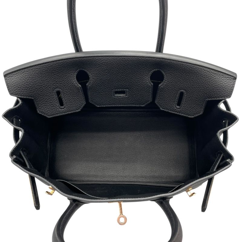 HERMES Birkin 30 Black with Pink Gold Hardware - Iconic Luxury Handbag