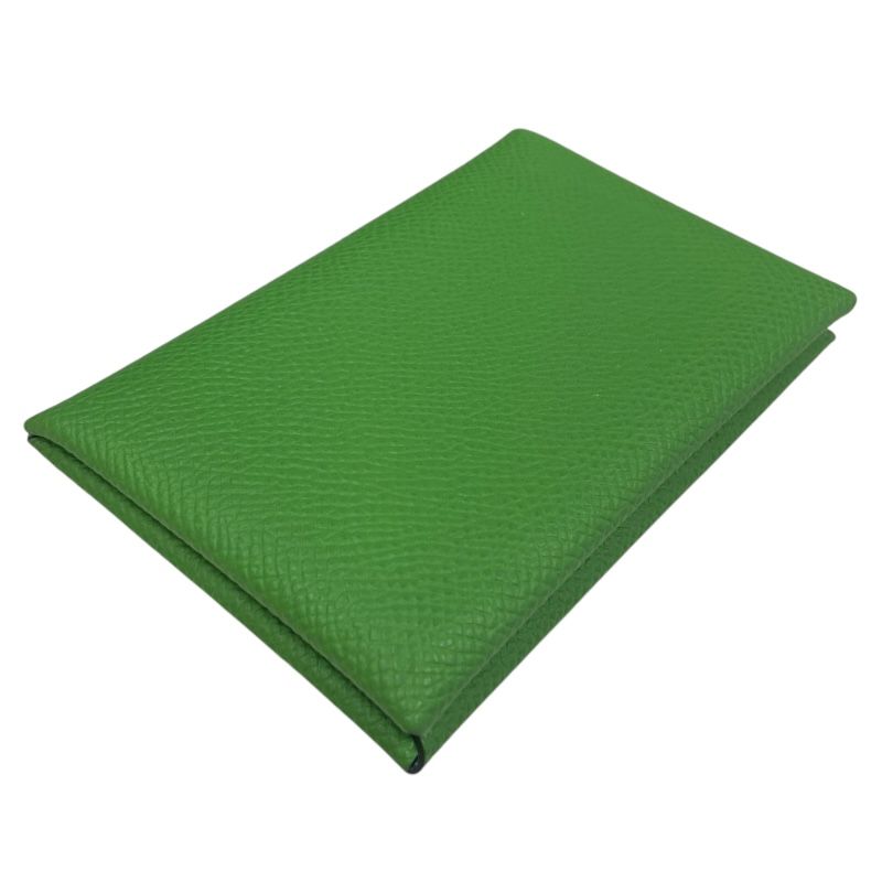 HERMES Calvi Verso Card Case in Vert Yuka & Celeste - B Stamp