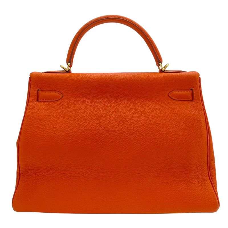 HERMES Kelly 32 Orange Togo Leather Shoulder Bag with Gold Hardware