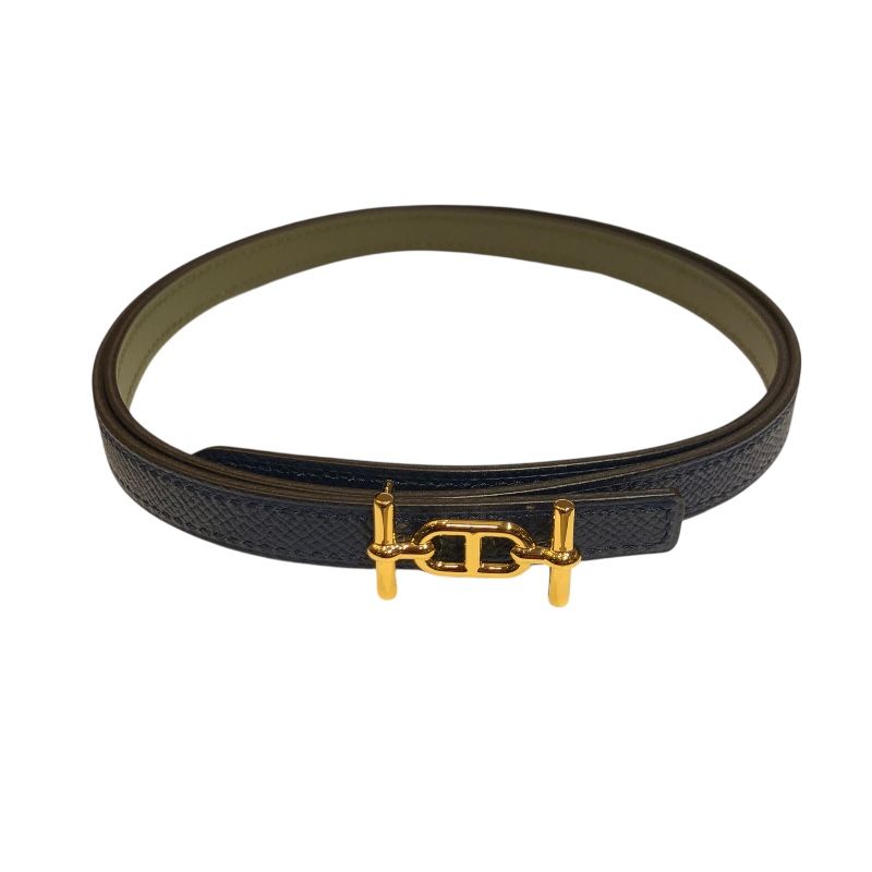 HERMES Ankle Leather Kit 13 Belt 85cm in Veil Veronese & Blue Saphir