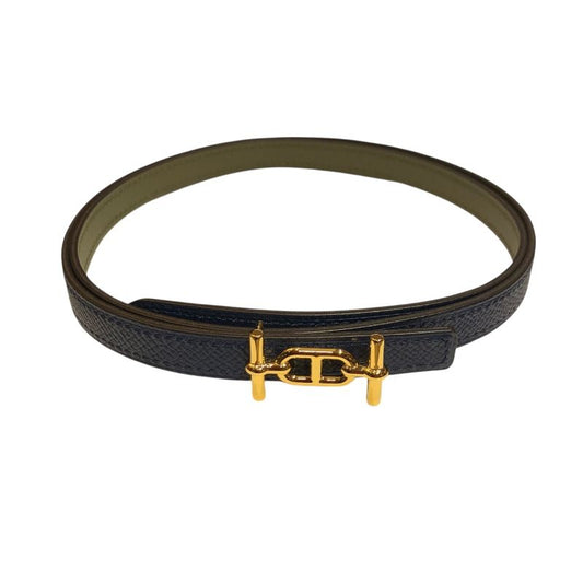 HERMES Ankle Leather Kit 13 Belt 85cm in Veil Veronese & Blue Saphir