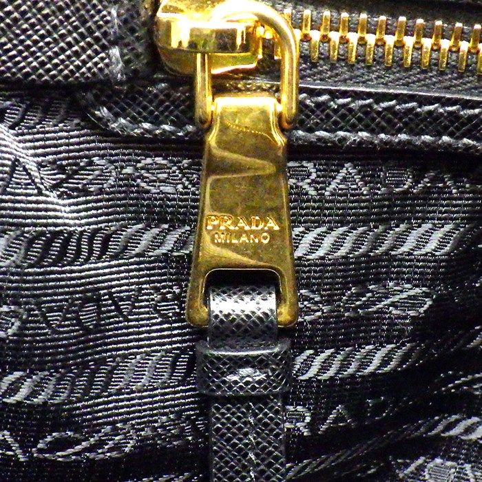 PRADA Black Nylon & Saffiano Leather Shoulder Bag 1BH089