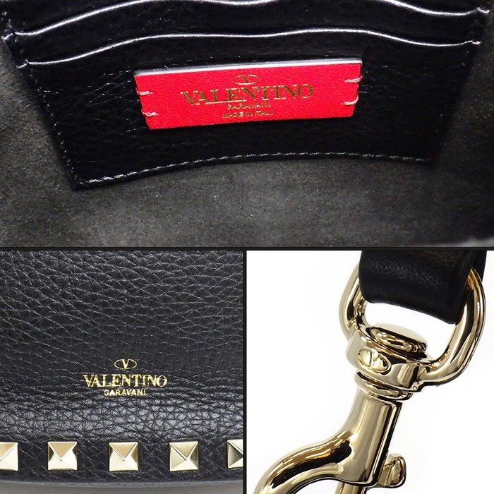 Valentino Rockstud Handbag in Black Grain Calfskin - Timeless Elegance