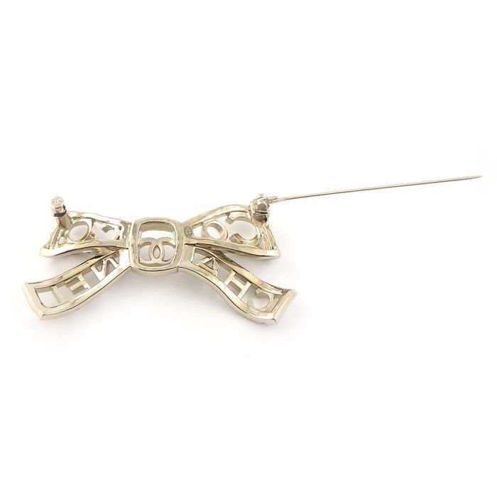 CHANEL Coco Mark Bow Brooch with Rhinestones - Exquisite Craftsmanship