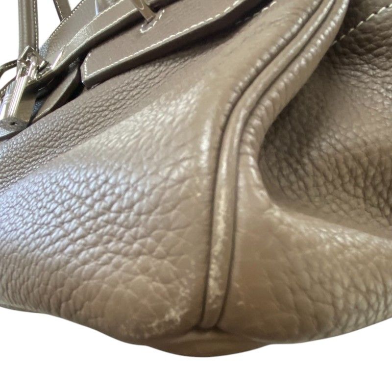 HERMES Birkin Shoulder Bag in Etoupe with Silver Hardware