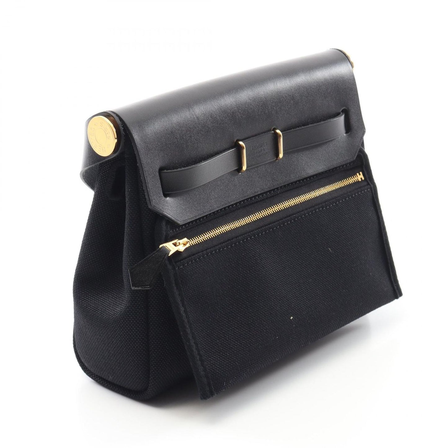 HERMES Mini Ethel Bag Zip Clutch in Black Canvas - Unused Luxury