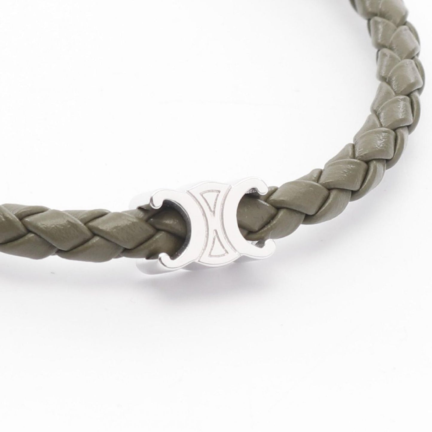 CELINE Triomphe Beach Bracelet in Khaki/Silver - Exquisite Craftsmanship