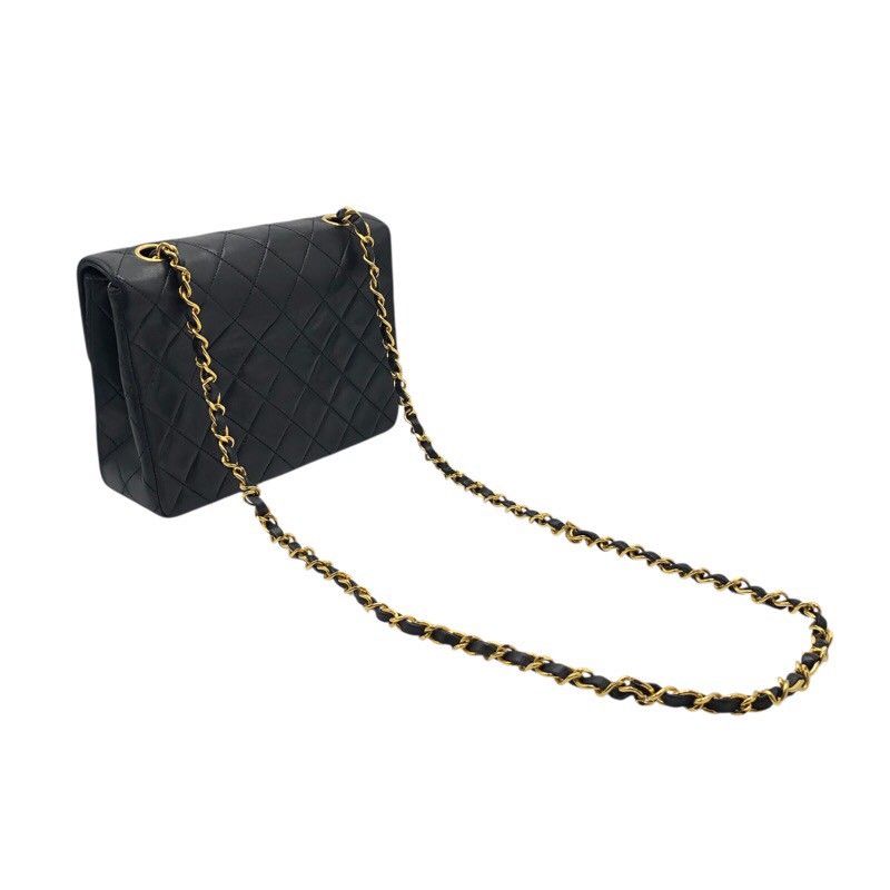 CHANEL Matelassé Chain Shoulder Bag in Black with Gold Hardware