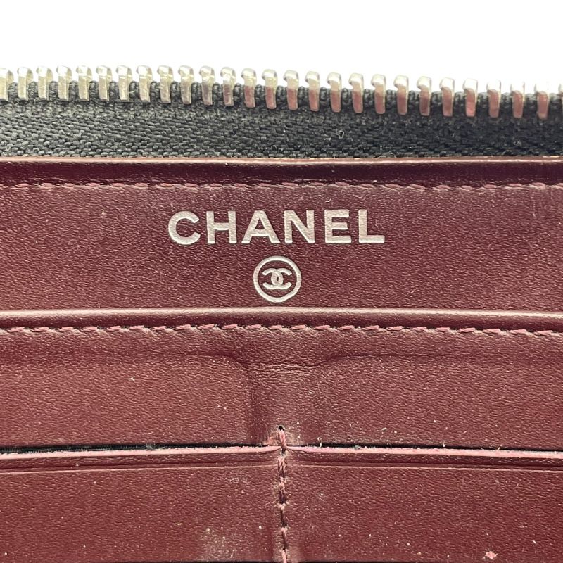 CHANEL Matelassé Round Zip Wallet AP0242 - Black Caviar Leather