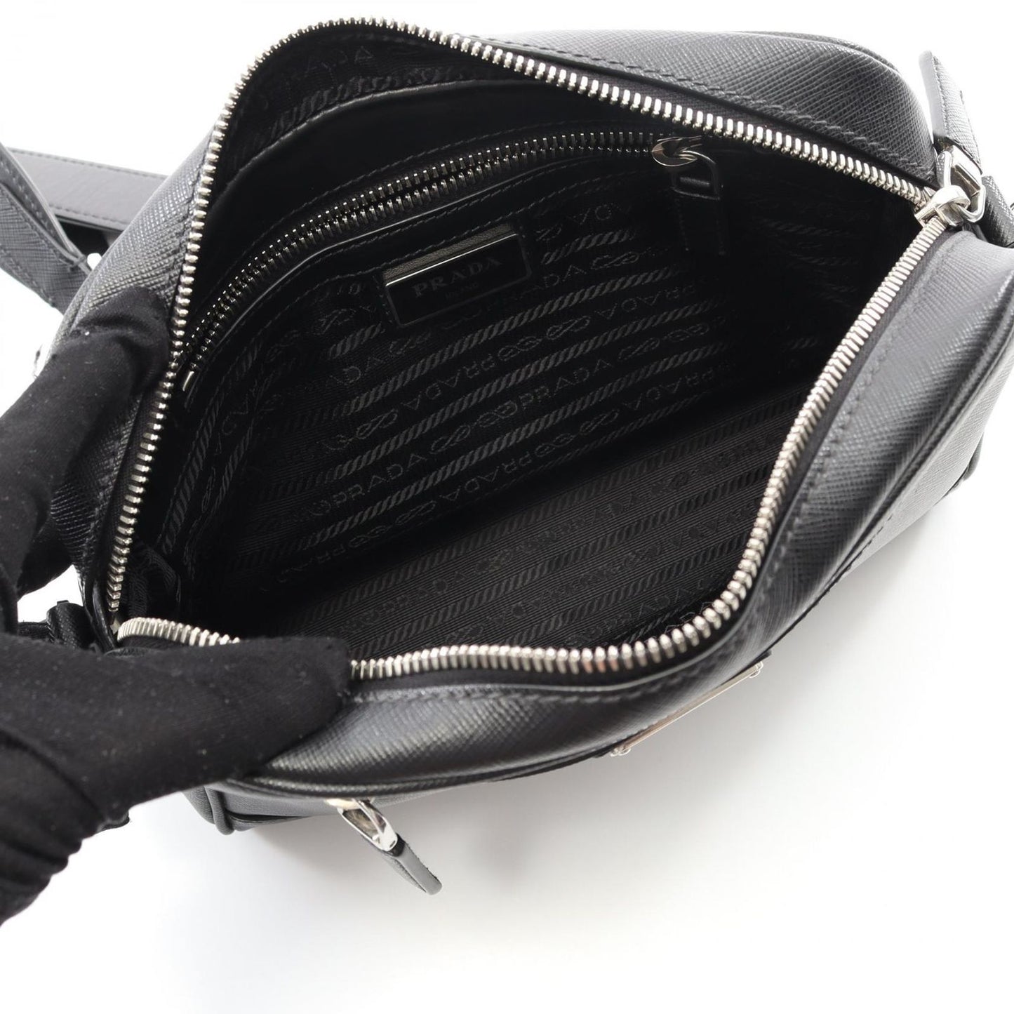 PRADA Saffiano Travel Shoulder Bag - Timeless Black Elegance