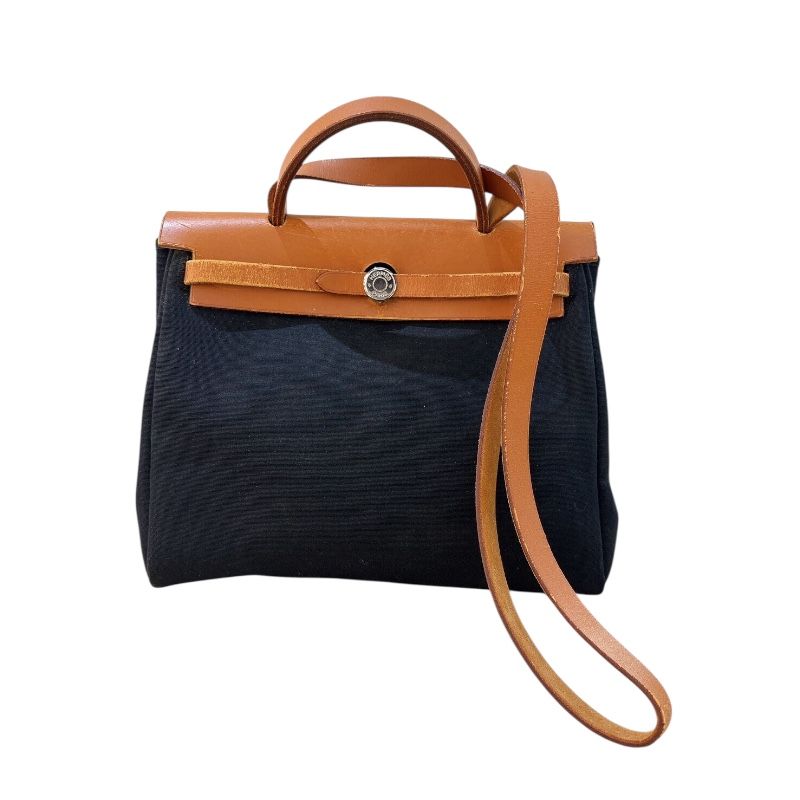 HERMES Émile Bag PM in Black & Gold with Silver Hardware