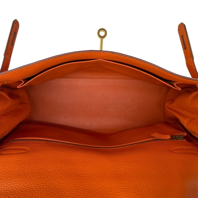 HERMES Kelly 32 Orange Togo Leather Shoulder Bag with Gold Hardware