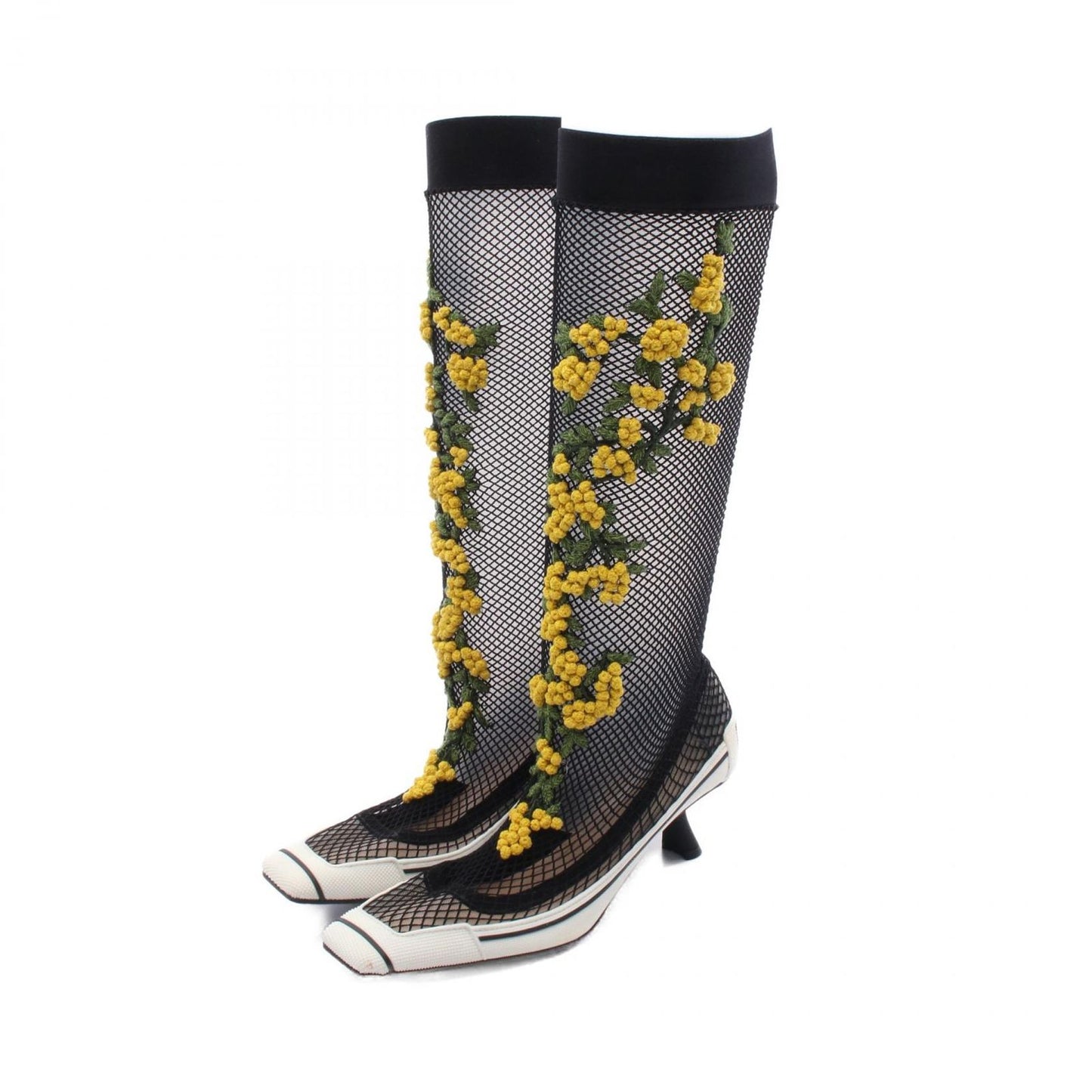 Dior Mesh Boots - Elegant Black Fabric, Size 37