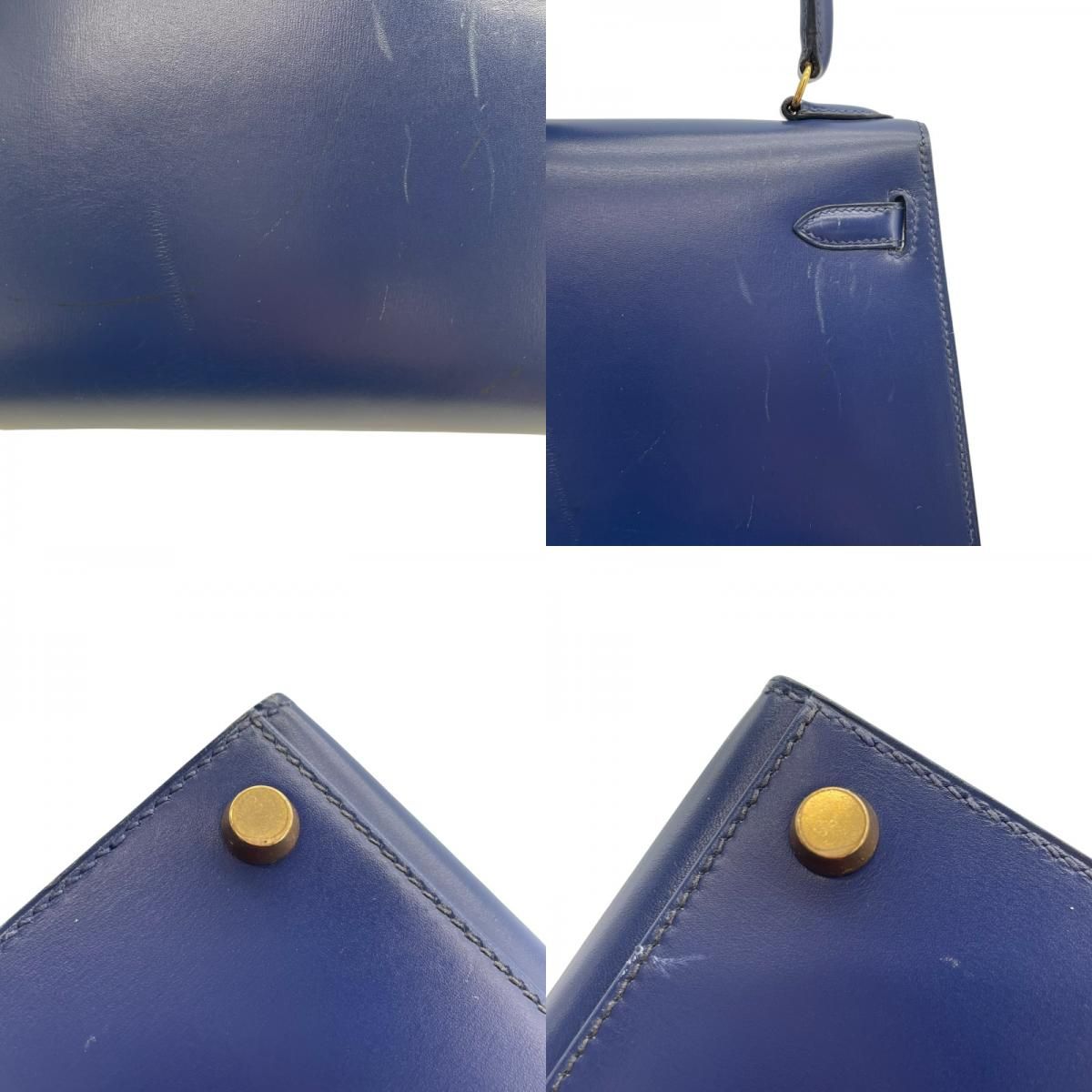 HERMES Mini Kelly Bag in Blue Saphir with Gold Hardware