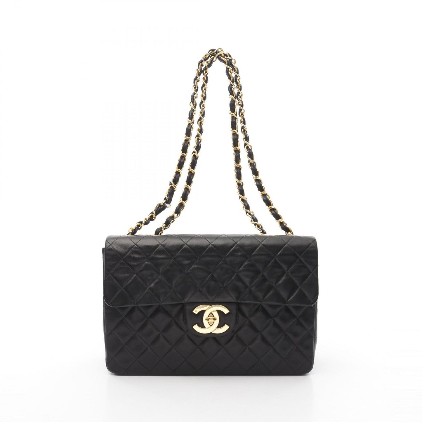 CHANEL De Camellia 34 Shoulder Bag in Black Lambskin