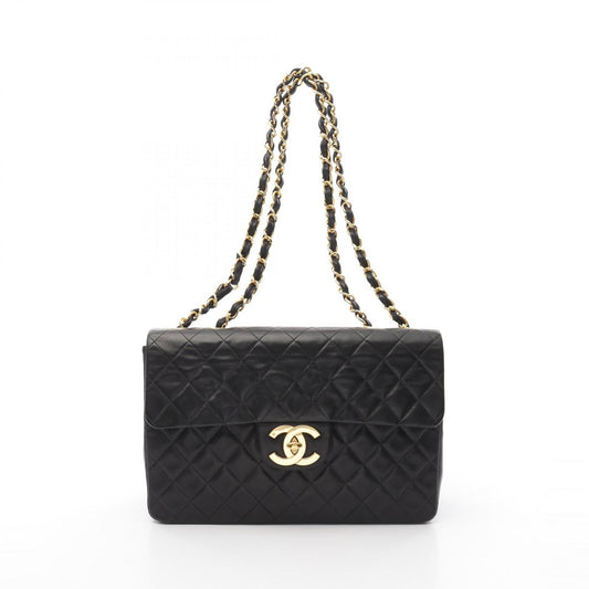 CHANEL De Camellia 34 Shoulder Bag in Black Lambskin