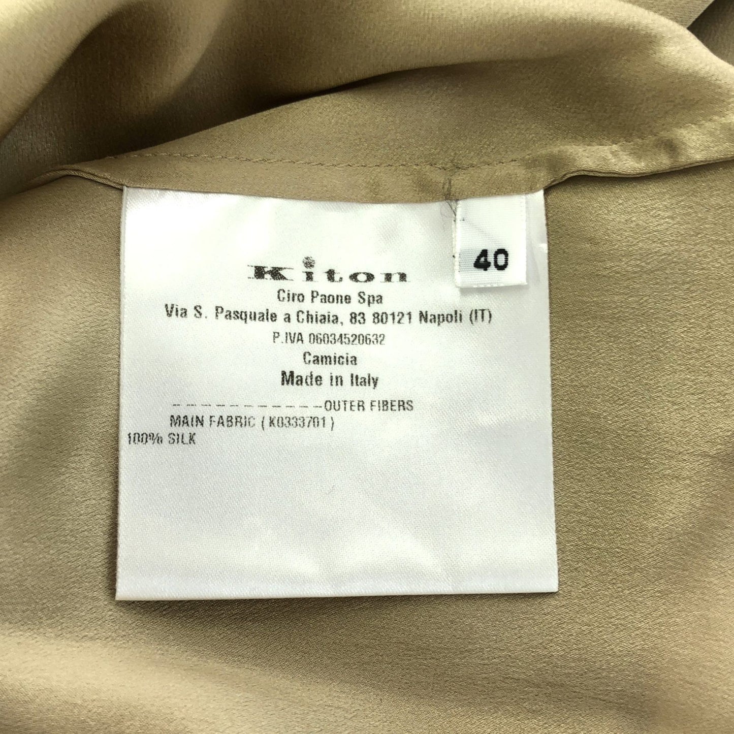 Kiton Silk Blouse with Ribbon Detail in Beige - Size 40