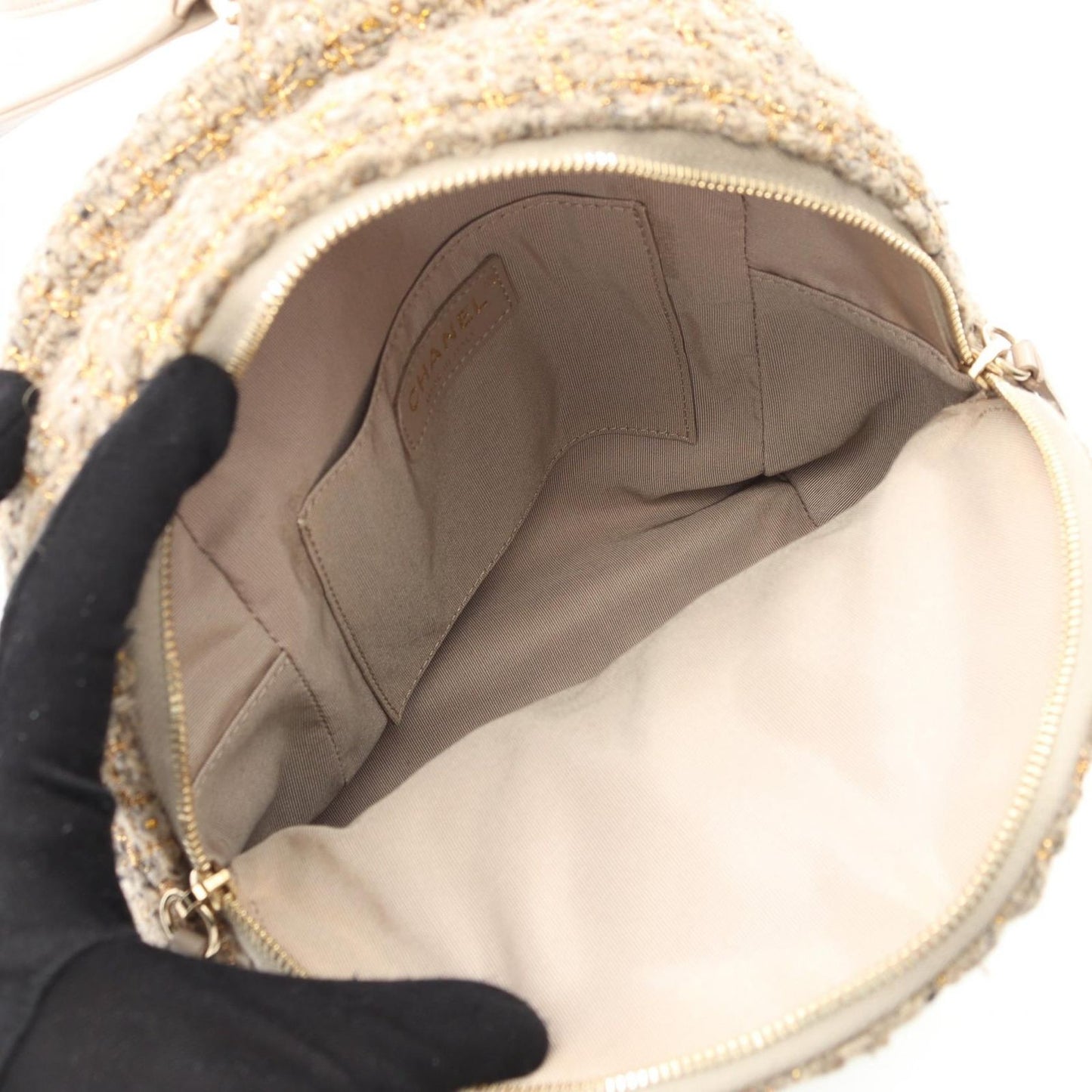 CHANEL Matelassé Backpack AS0870 in Beige Fabric & Leather