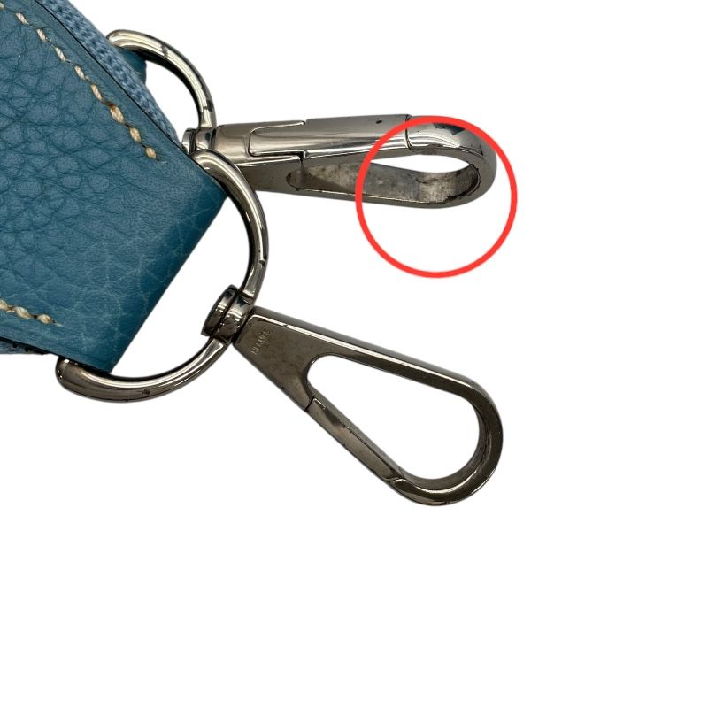 HERMES Evelyne 1 PM Blue Jean Togo Leather Shoulder Bag